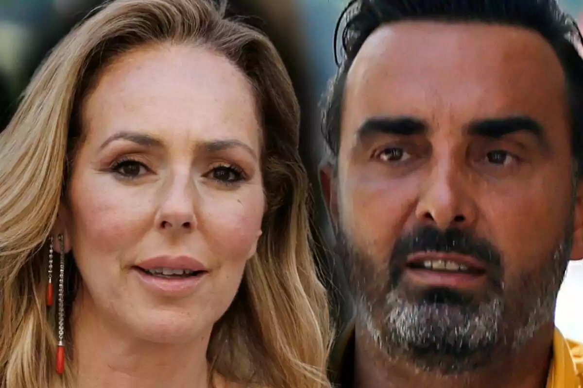 Close-up photo montage of Rocío Carrasco and Fidel Albiac, both with serious expressions.