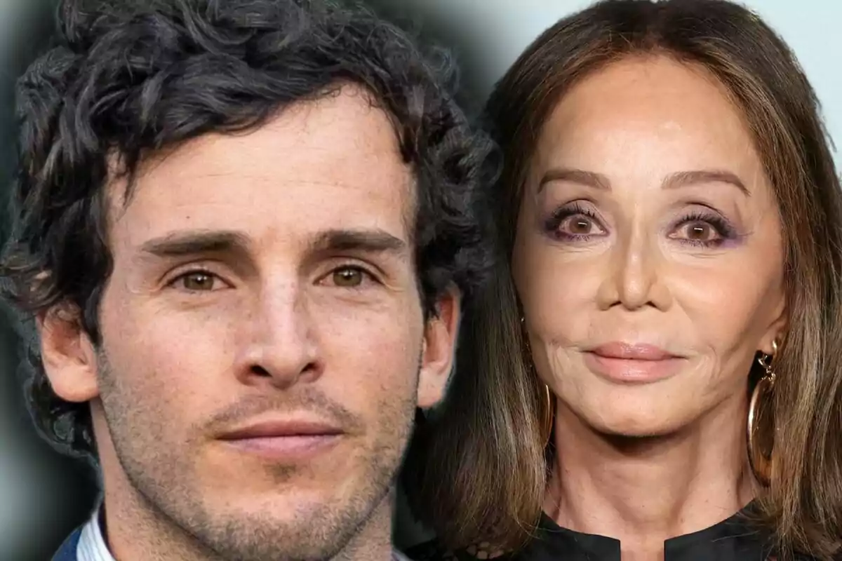 Muntatge de fotos en primer pla d’Íñigo Onieva i Isabel Preysler, tots dos amb rostre seriós i mirant a la càmera.