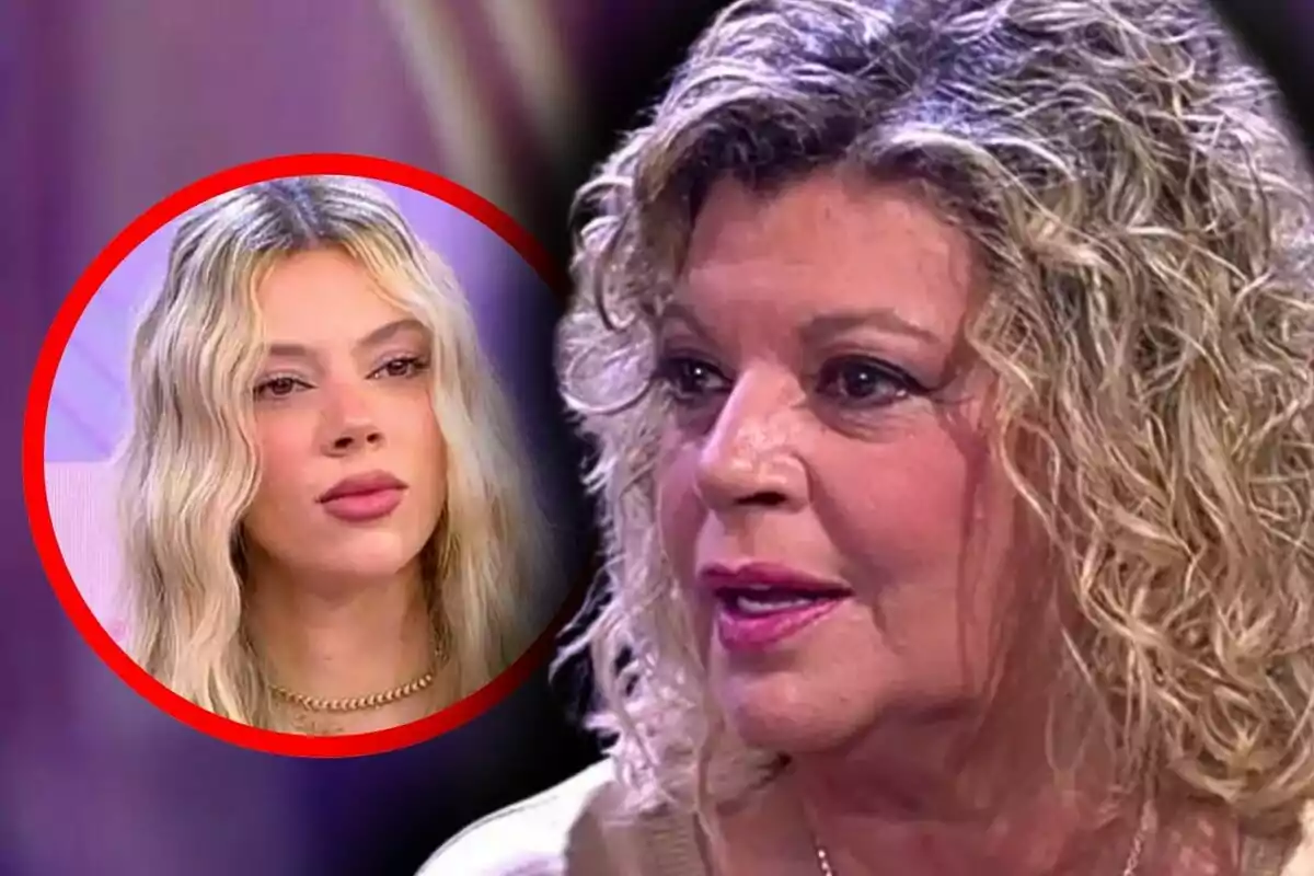 Muntatge de fotos en primer pla de la Terelu Campos i l’Alejandra Rubio, ambdues amb rostre neutre i assegudes en un plató de televisió.