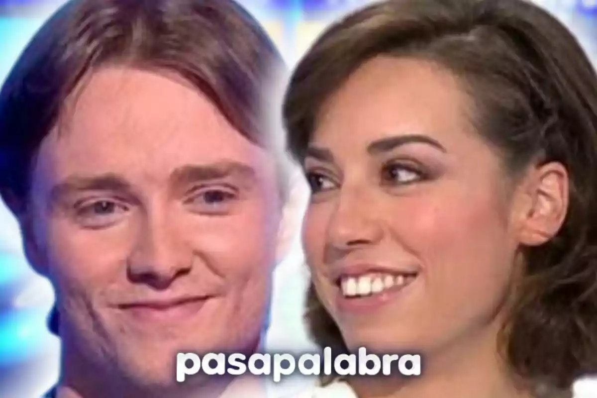 Muntatge de fotos de Manu Pascual i Rosa Rodríguez, tots dos somrients en primer pla, amb el logotip de 'Pasapalabra' a la part inferior.