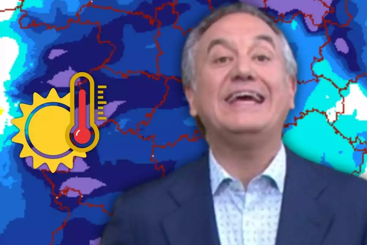 Muntatge amb el meteoròleg Roberto Brasero i un mapa de canvis de temperatures a Espanya