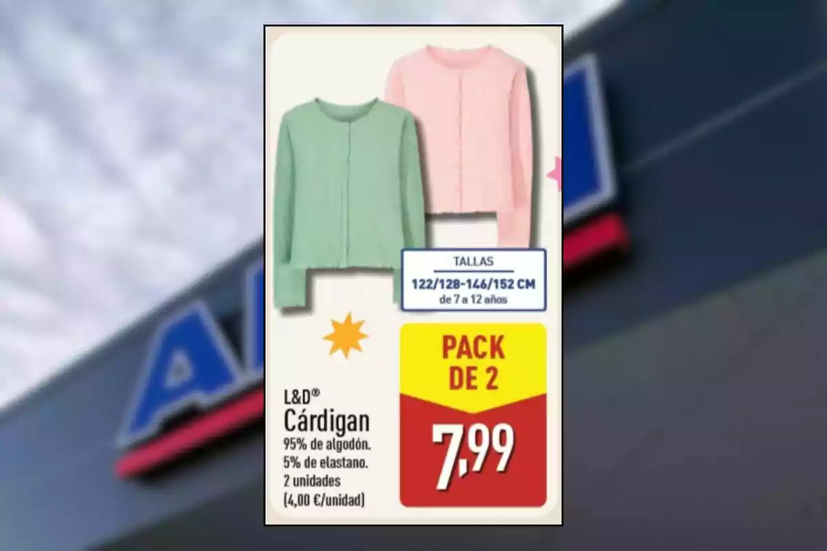 Oferta de dos cárdigans per a nena en colors verd i rosa disponibles en talles de 7 a 12 anys per 7,99 euros el pack Oferta de dos cárdigans per a nena en colors verd i rosa disponibles en talles de 7 a 12 anys per 7,99 euros el pack