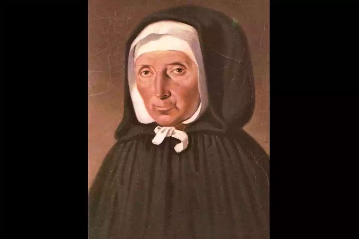 Retrato de una mujer mayor con hábito religioso negro y toca blanca sobre la cabeza Retrato de una mujer mayor con hábito religioso negro y toca blanca sobre la cabeza