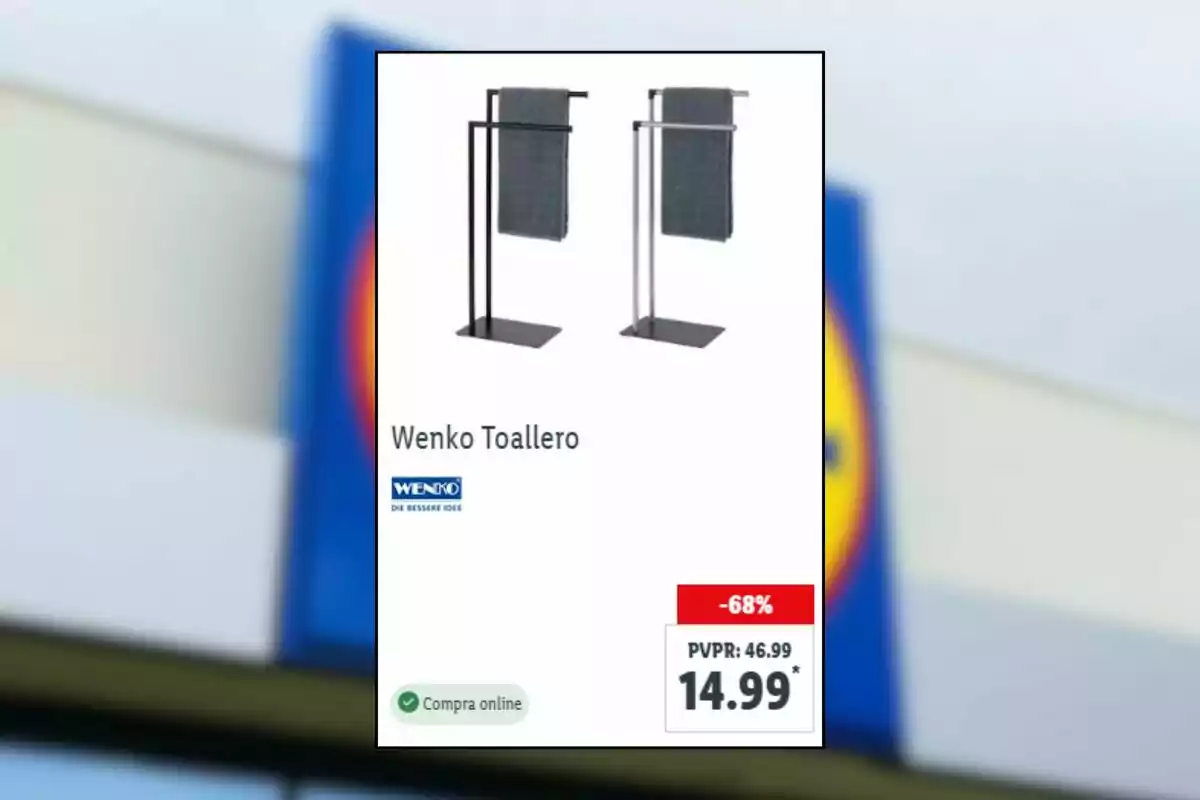 Oferta de tovalloler Wenko en dos colors amb un descompte del 68 per cent i un preu de 14,99 euros disponible per a compra en línia Oferta de tovalloler Wenko en dos colors amb un descompte del 68 per cent i un preu de 14,99 euros disponible per a compra en línia