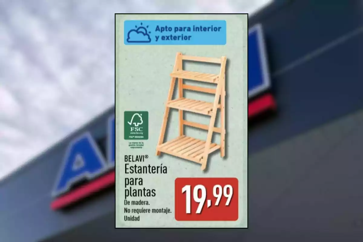 Oferta de estantería de madera para plantas BELAVI apta para interior y exterior con precio de 19,99 euros