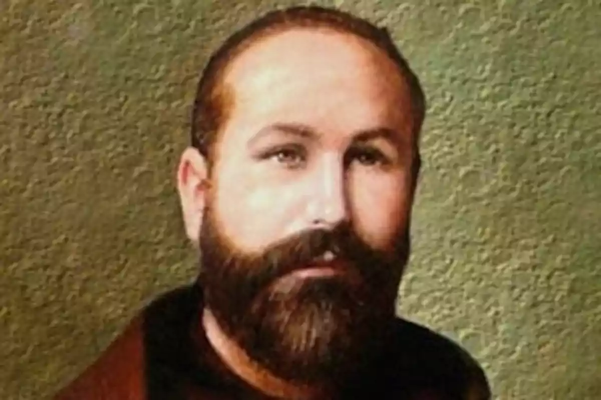 Retrato de un hombre con barba y cabello corto sobre un fondo verde texturizado Retrato de un hombre con barba y cabello corto sobre un fondo verde texturizado