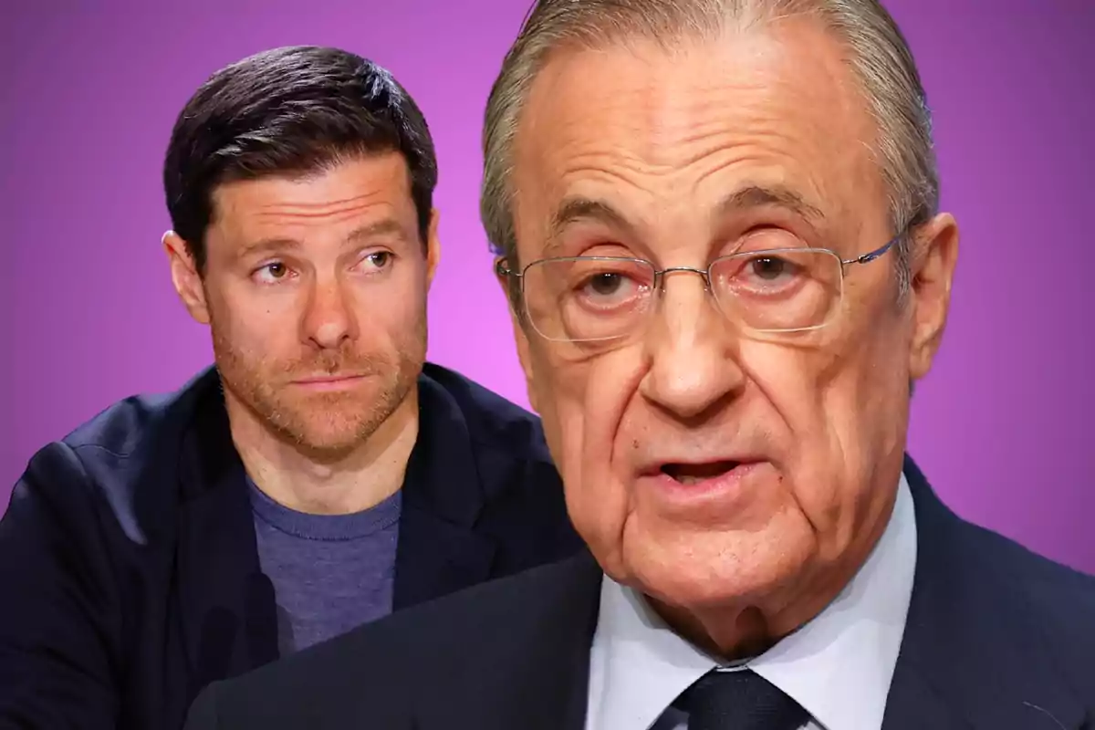 Dos homes amb expressió seriosa sobre un fons morat