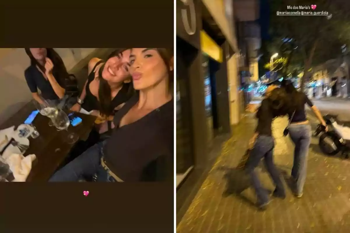 Tres dones gaudeixen d’una nit de festa, primer assegudes en una taula de restaurant somrient i després caminant abraçades per un carrer il·luminat. Tres dones gaudeixen d’una nit de festa, primer assegudes en una taula de restaurant somrient i després caminant abraçades per un carrer il·luminat.