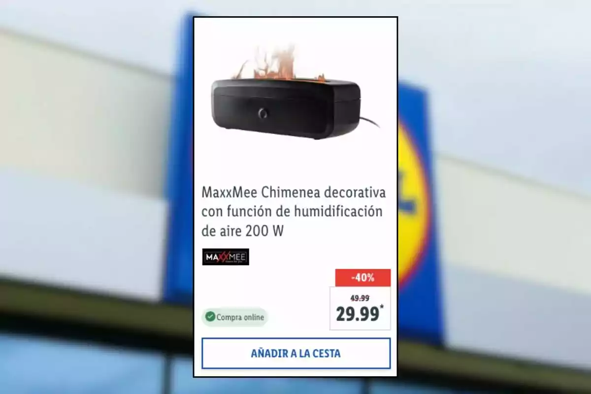 Oferta d’una xemeneia decorativa MaxxMee amb funció d’humidificació d’aire de 200 W a un preu rebaixat de 29,99 euros en una botiga en línia Oferta d’una xemeneia decorativa MaxxMee amb funció d’humidificació d’aire de 200 W a un preu rebaixat de 29,99 euros en una botiga en línia