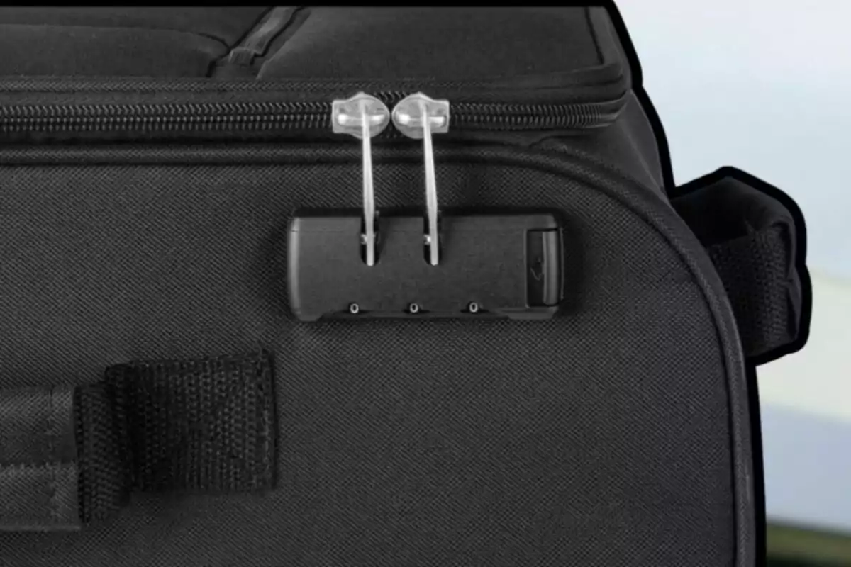 Cierre de maleta negra con candado de combinación y doble tirador de cremallera Cierre de maleta negra con candado de combinación y doble tirador de cremallera