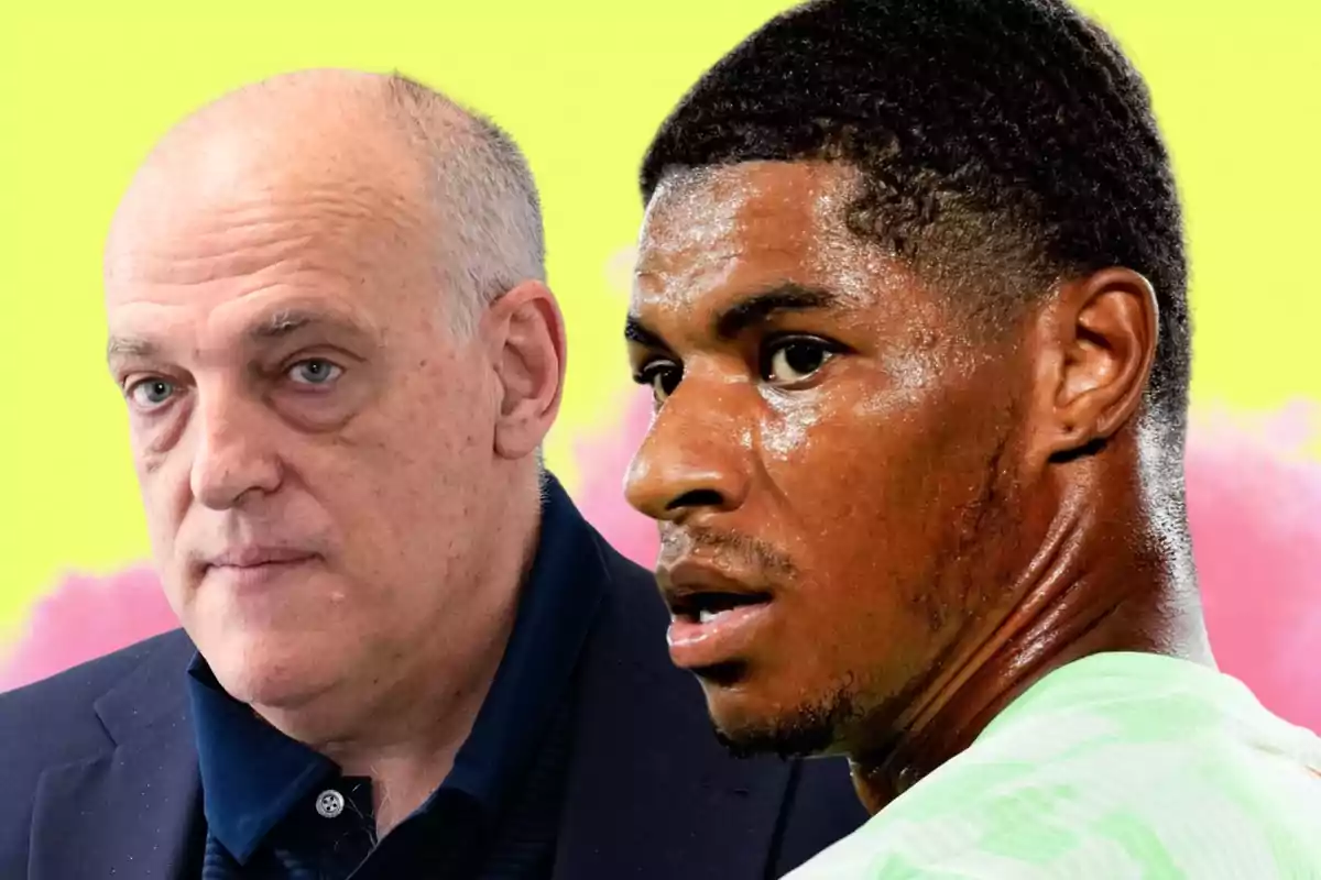 Dos hombres en primer plano con fondo amarillo