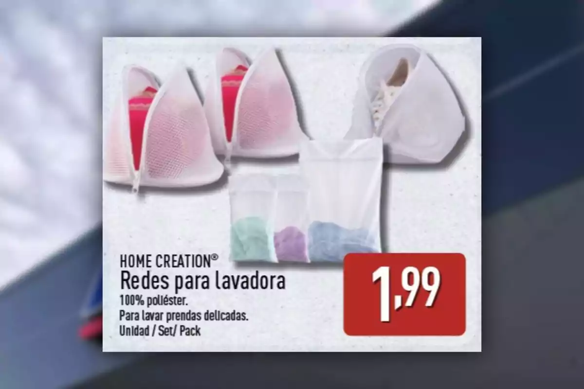 Bolsas de malla para lavar ropa delicada y zapatos con cierre, disponibles en diferentes tamaños, precio de 1,99 euros