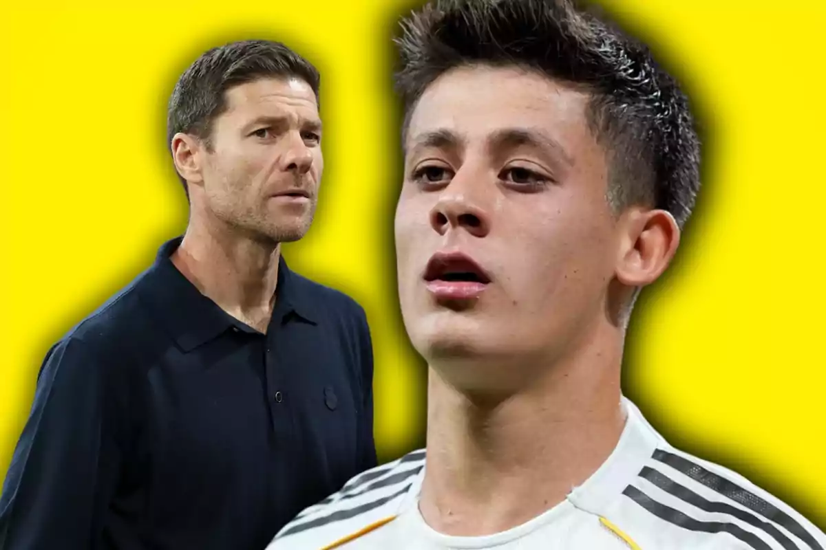 Dos homes amb expressions serioses sobre un fons groc cridaner