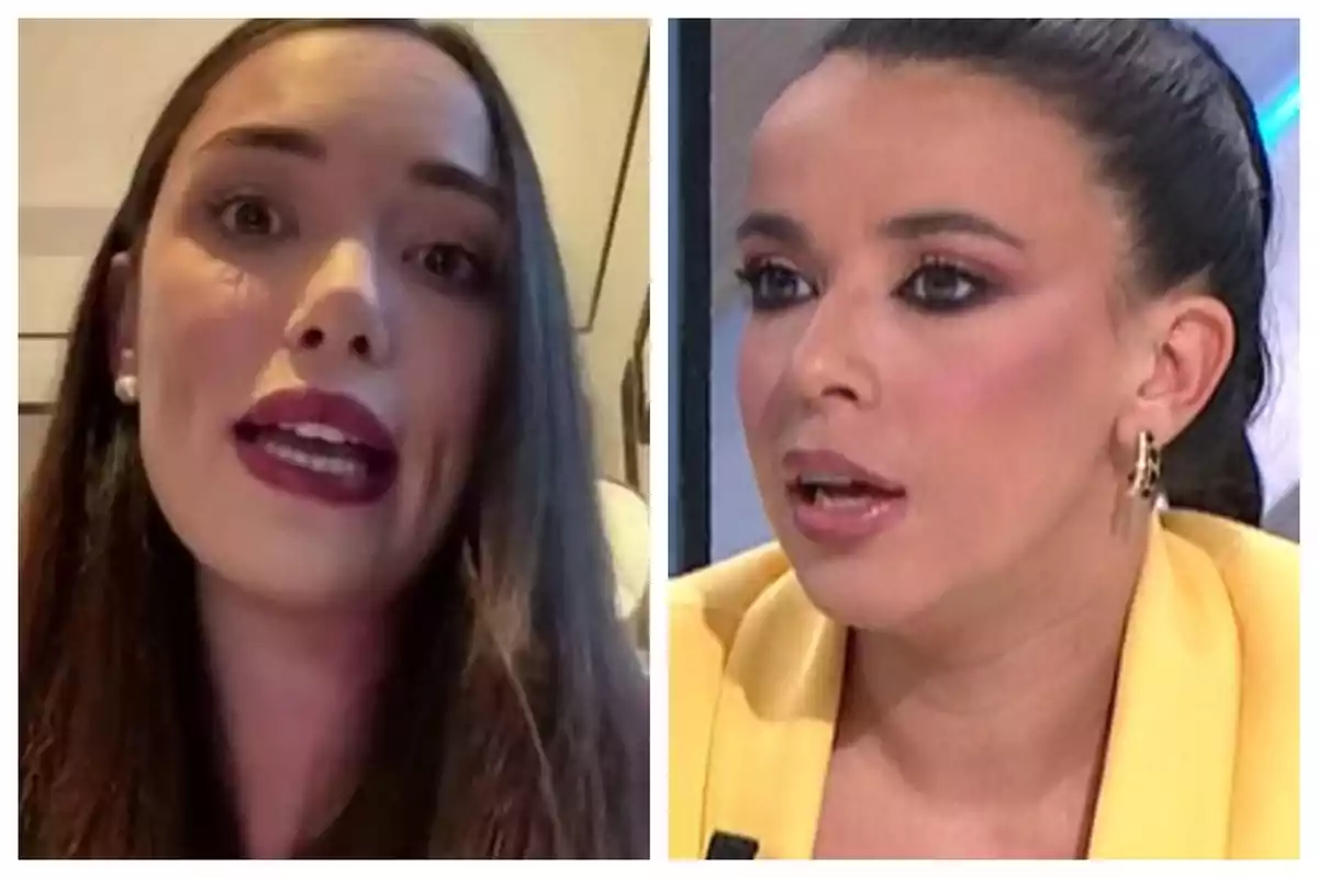 Dues dones joves apareixen en primer pla, una amb els cabells solts i l’altra amb els cabells recollits, ambdues amb expressió seriosa i maquillatge marcat; són l’Ada Lluch i la Sarah Santaolalla. Dues dones joves apareixen en primer pla, una amb els cabells solts i l’altra amb els cabells recollits, ambdues amb expressió seriosa i maquillatge marcat; són l’Ada Lluch i la Sarah Santaolalla.