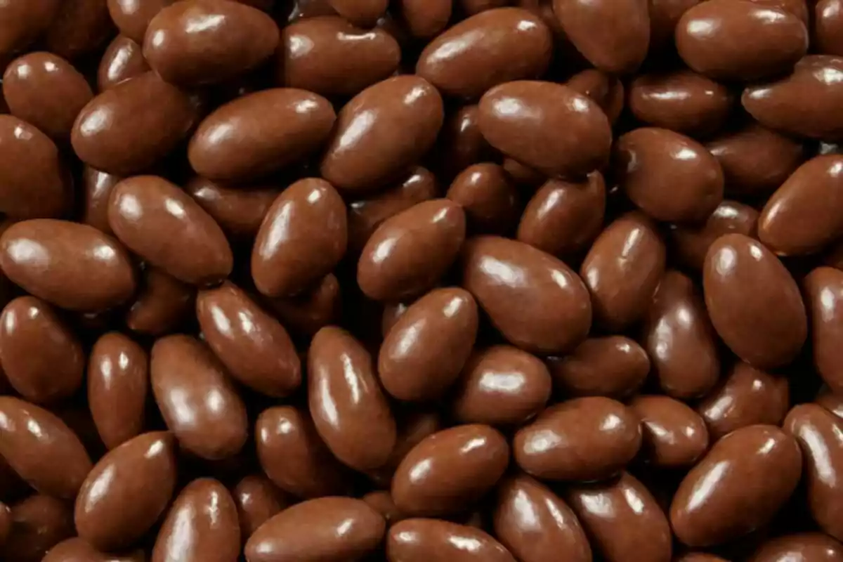 Chocolate-covered almonds seen up close, which are sold at Costco. Chocolate-covered almonds seen up close, which are sold at Costco.