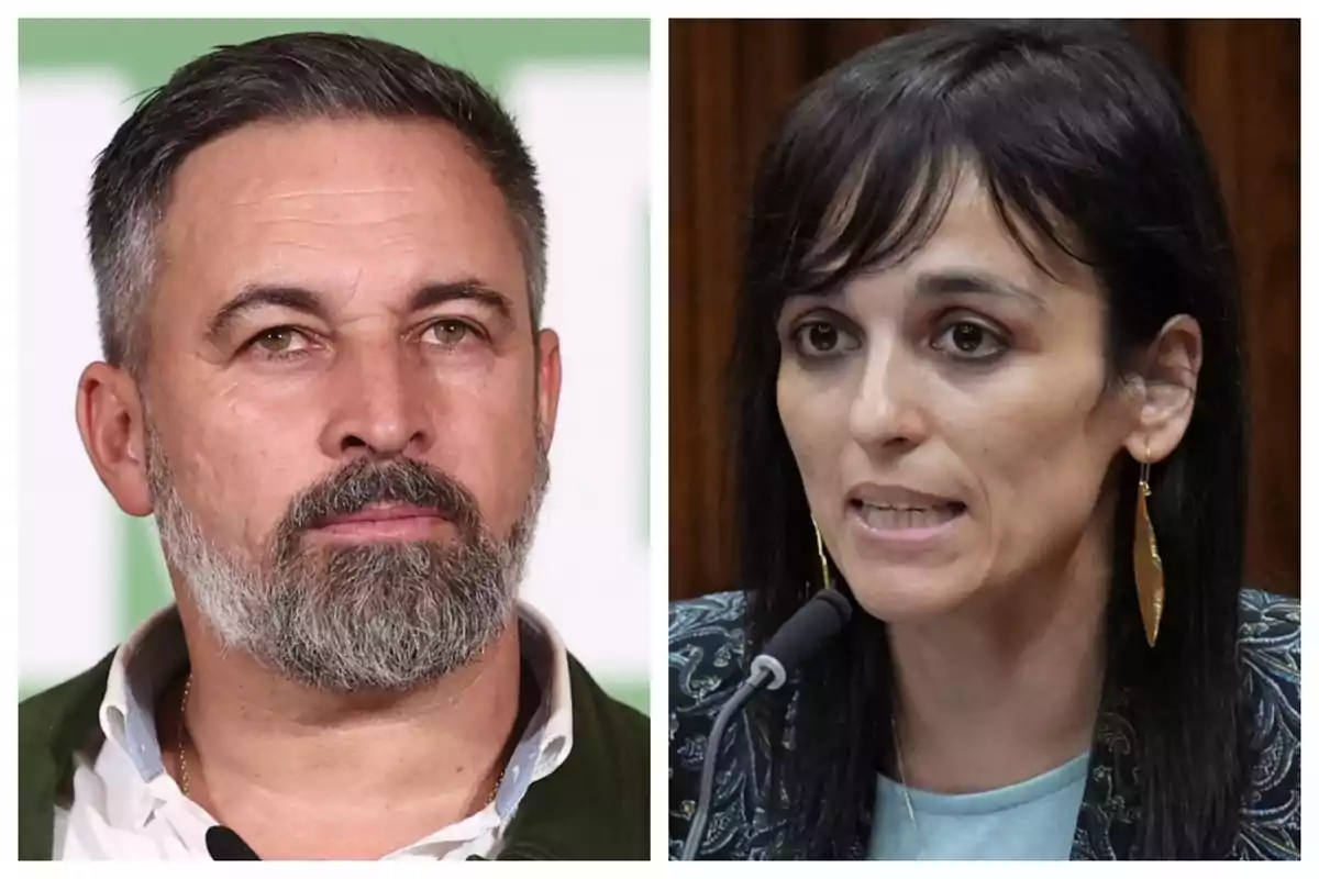 Montaje de fotos de Santiago Abascal y Sílvia Orriols, ambos en primer plano y con rostro neutro.