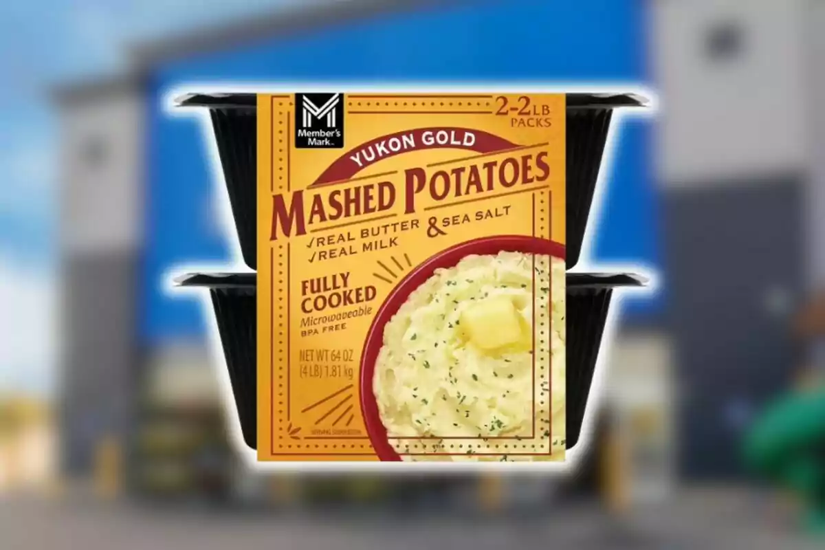 Member’s Mark Yukon Gold mashed potato container from Sam’s Club with butter and sea salt, ready to heat in the microwave. Member’s Mark Yukon Gold mashed potato container from Sam’s Club with butter and sea salt, ready to heat in the microwave.