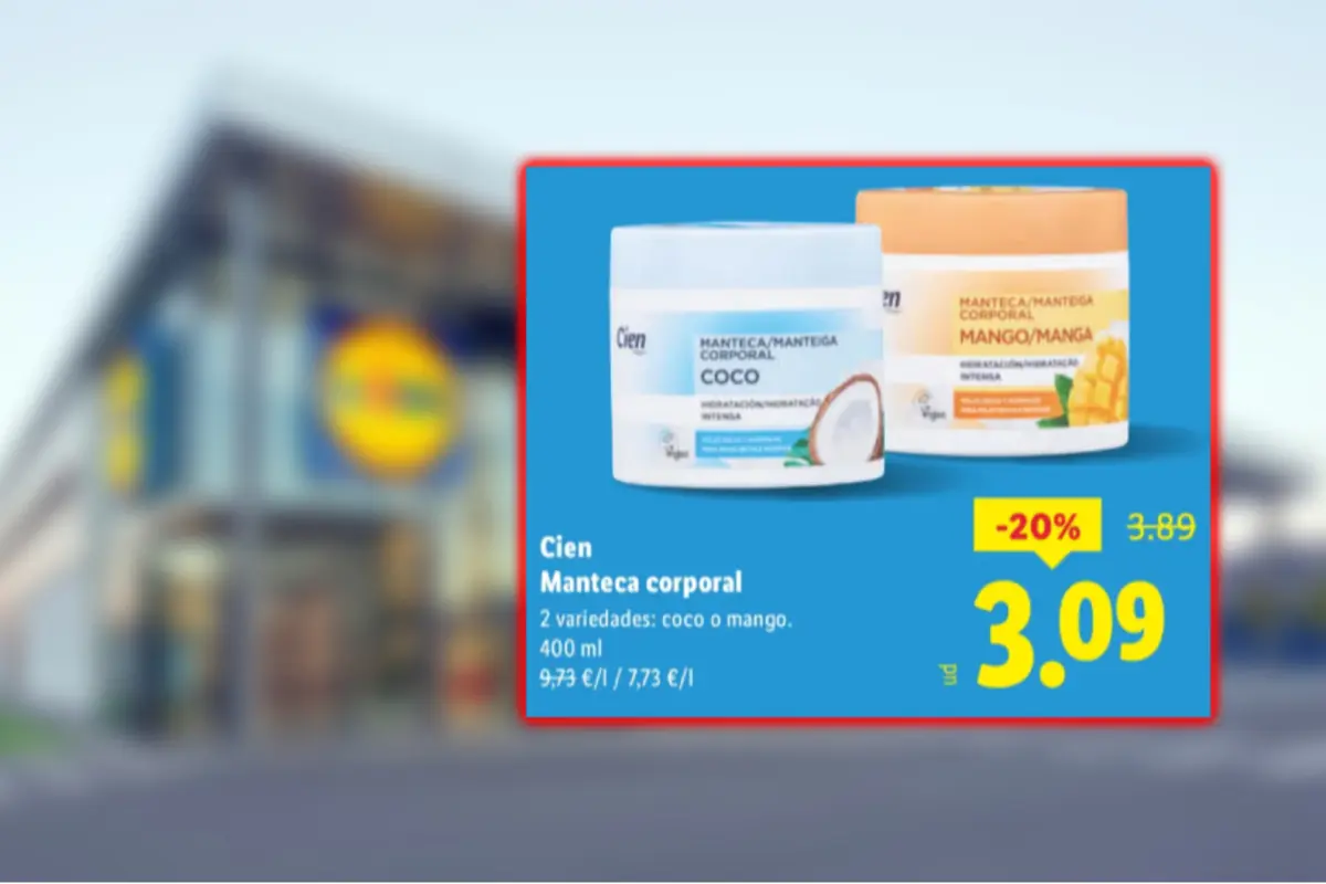 Cien body butter offer at Lidl supermarket with 400 ml coconut and mango containers and a reduced price of 3.09 euros