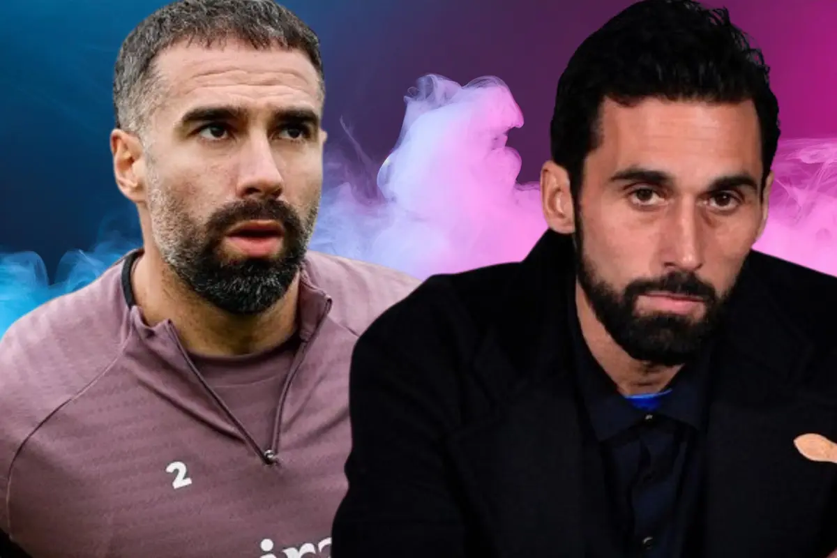 Dos homes amb barba en primer pla sobre un fons de fum blau i rosa, un amb roba esportiva i l’altre amb una jaqueta fosca