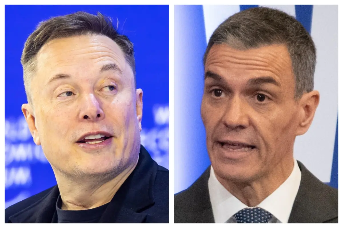 Primer pla de dos homes de mitjana edat en un muntatge dividit, cadascun mirant en direccions oposades, amb fons blau. Primer pla de dos homes de mitjana edat en un muntatge dividit, cadascun mirant en direccions oposades, amb fons blau.