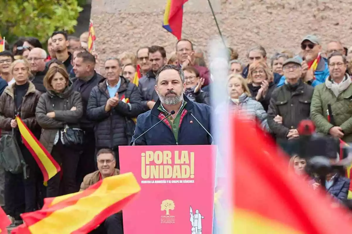 Imatge de Santiago Abascal a la manifestació en contra de l'amnistia a Colom