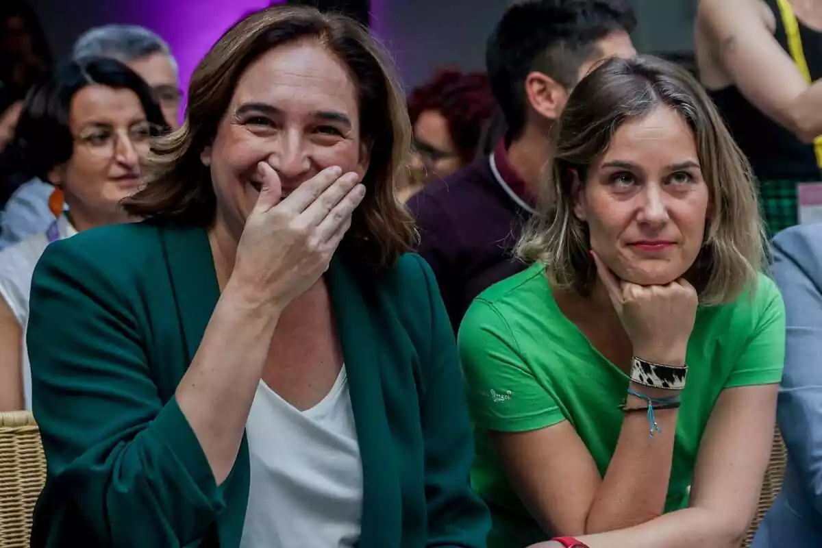 L'excaldesa de Barcelona, Ada Colau; i la presidenta dels Comuns al Parlament, Jéssica Albiach, durant la Green Social Summit