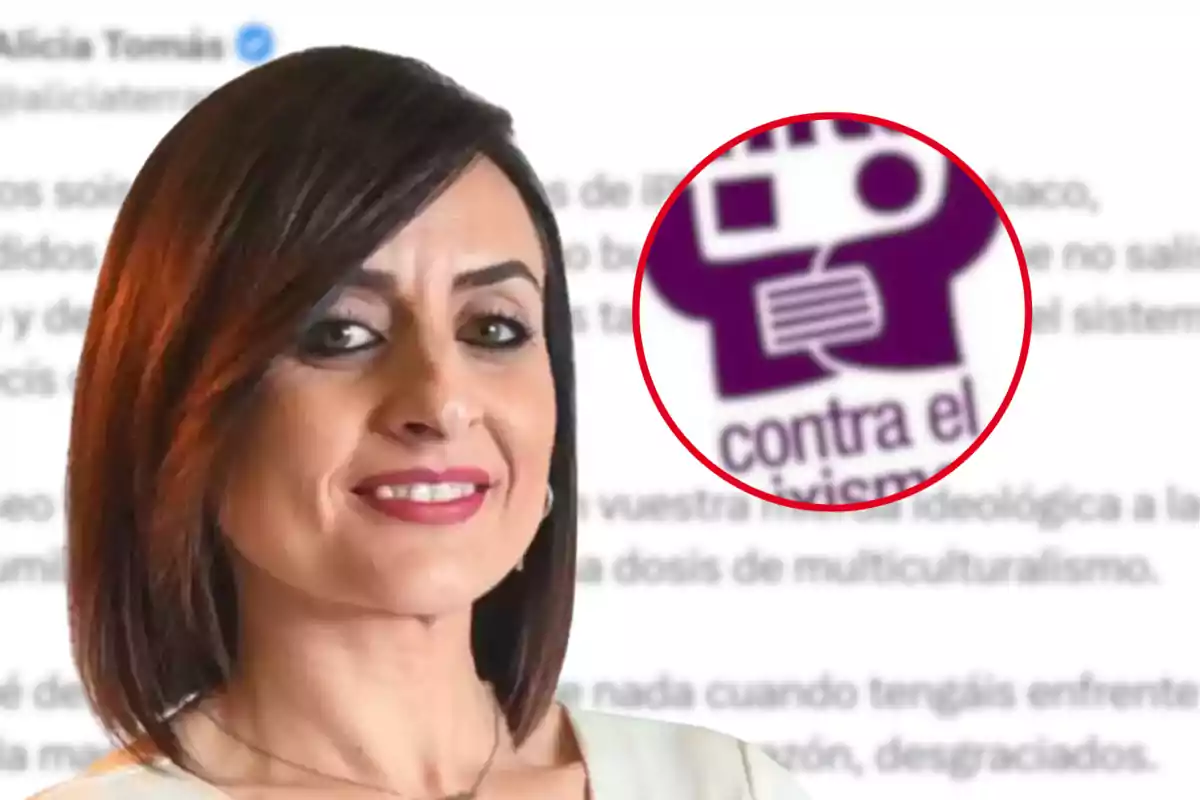 Alícia Tomás amb un fons borrós que inclou el logotip d'UCFR