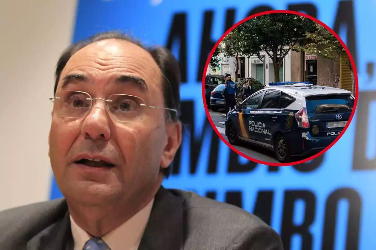 Fotomuntatge d'Alejo Vidal-Quadras i la Policia Nacional a Madrid