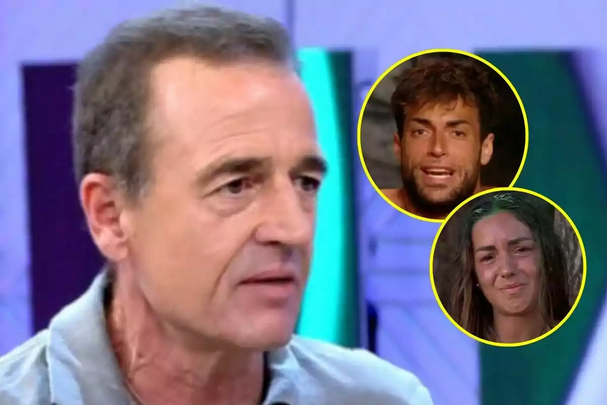 Alessandro Lequio de cabell curt i canós a Vamos a ver en primer pla amb Montoya i Anita a Supervivientes dins de cercles grocs a la cantonada superior dreta sobre un fons de colors clars