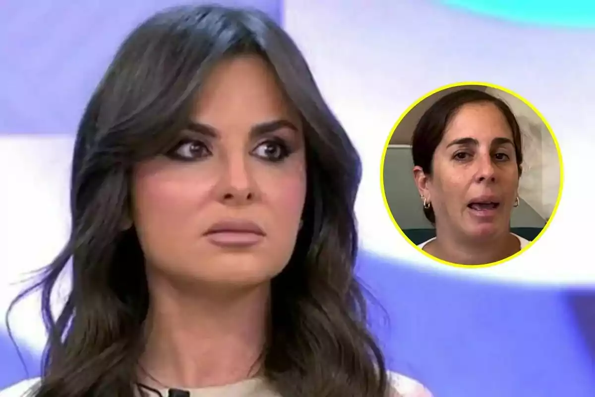 Alexia Rivas con expresión seria en Vamos a ver y un recuadro con Anabel Pantoja en el fondo.