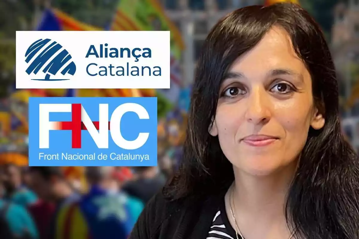 Un muntatge amb un primer pla de Sílvia Orriols i al costat dels logos d'Aliança Catalana i el Front Nacional de Catalunya
