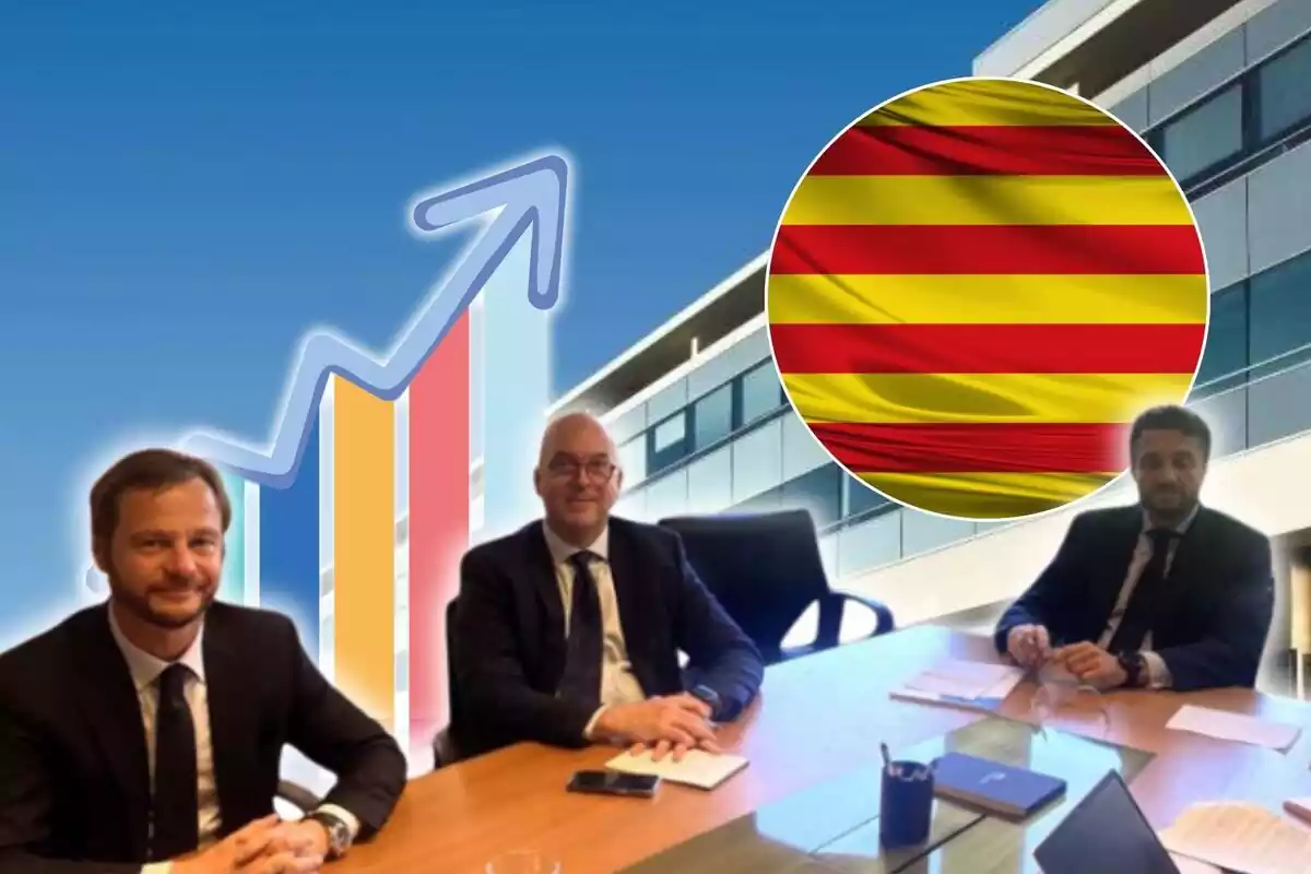 Directiva d´Almirall amb un muntatge d´un gràfic i la bandera catalana