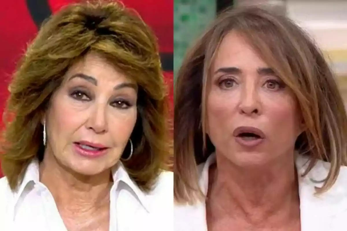 Ana Rosa Quintana a El Programa de Ana Rosa i María Patiño a La Família de la Tele, ambdues de mitjana edat amb cabell castany i expressió seriosa apareixen en primer pla, totes dues vesteixen camises blanques i es troben en un entorn d’estudi de televisió.