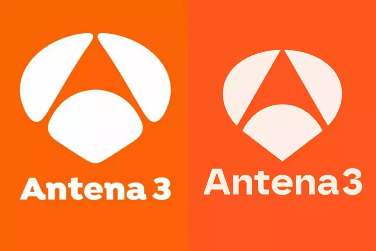 Logotip d'Antena 3 en dues versions sobre fons taronja.