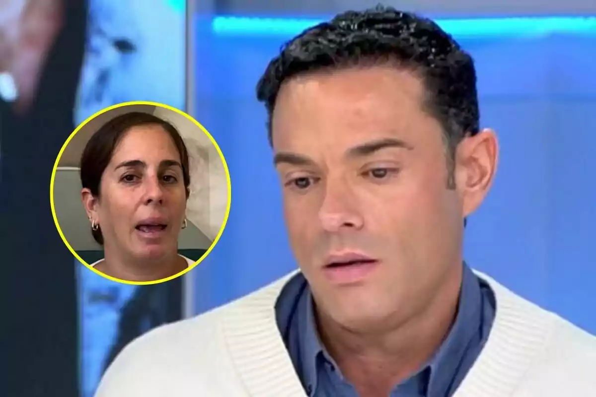 Antonio Rossi con expresión seria aparece en primer plano en Vamos a ver, mientras que en un círculo amarillo se muestra el rostro de Anabel Pantoja.