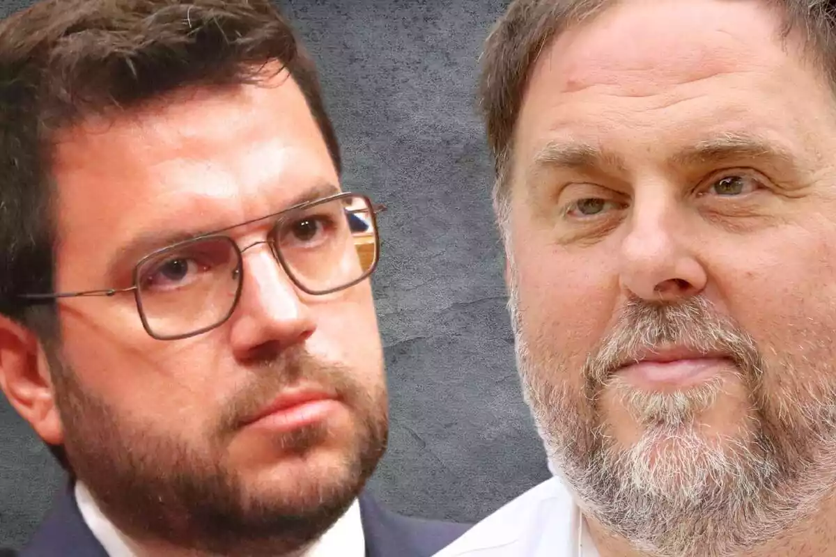 Muntatge amb els líders d'ERC Oriol Junqueras i Pere Aragonès