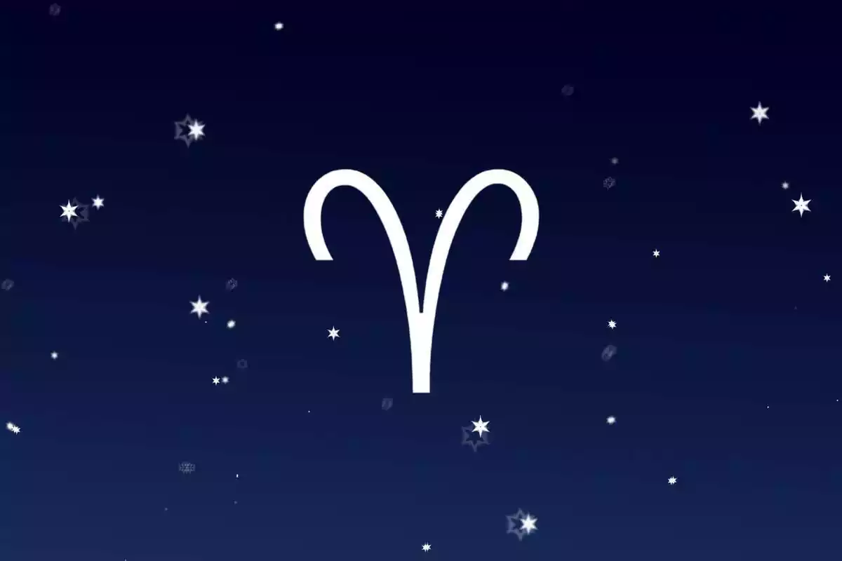 Signe del zodíac Àries amb un cel amb estrelles de fons