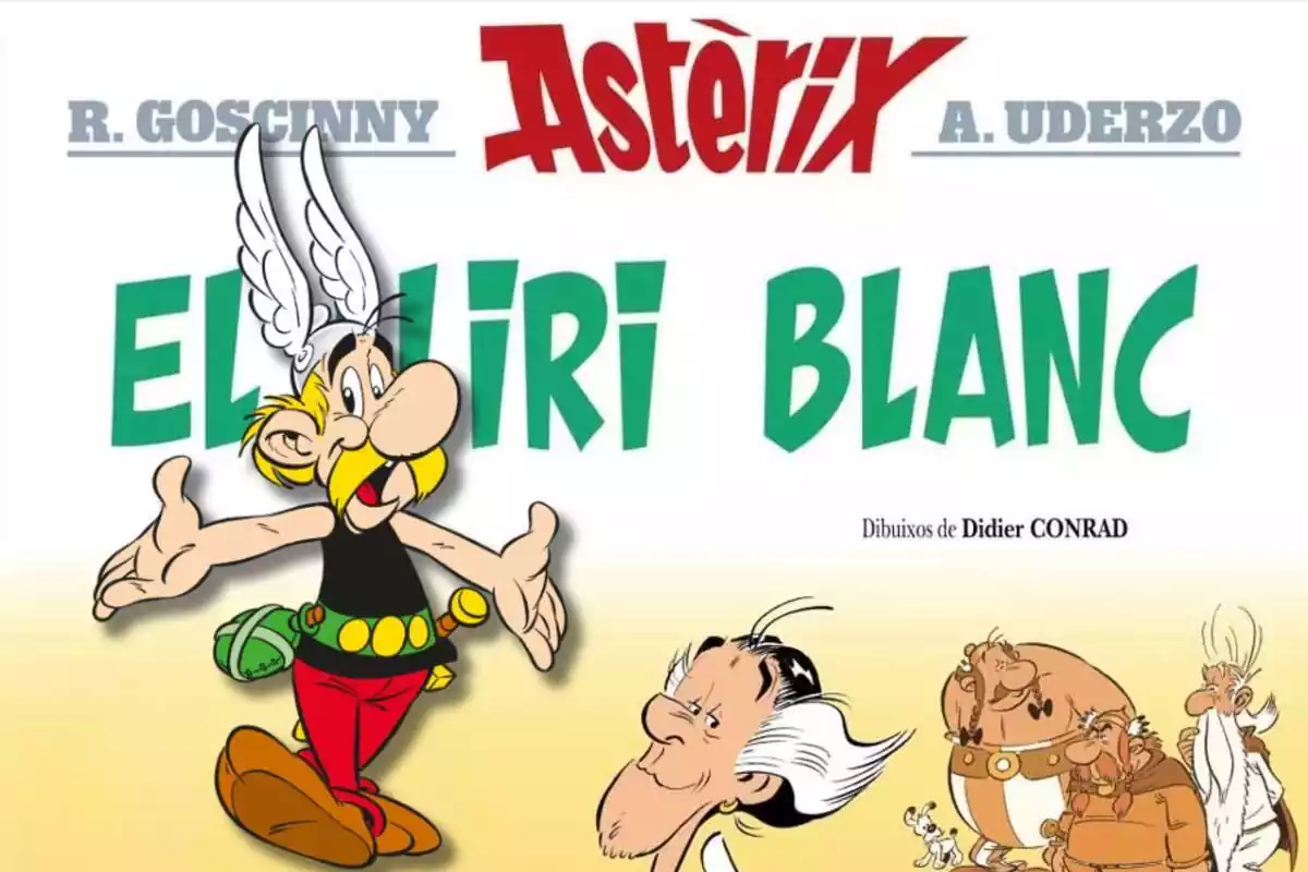 Portada en català de l'últim llibre d'Astèrix 'El lliri blanc'