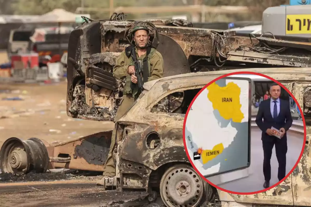 Catpura de l?informatiu de TV3 amb un soldat d?Israel després de l?atac de Hamàs