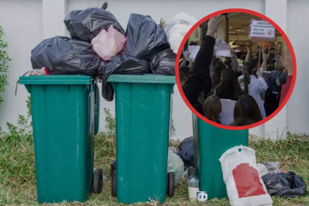 Escombraries amuntegades amb un cercle en què es veu una vaga