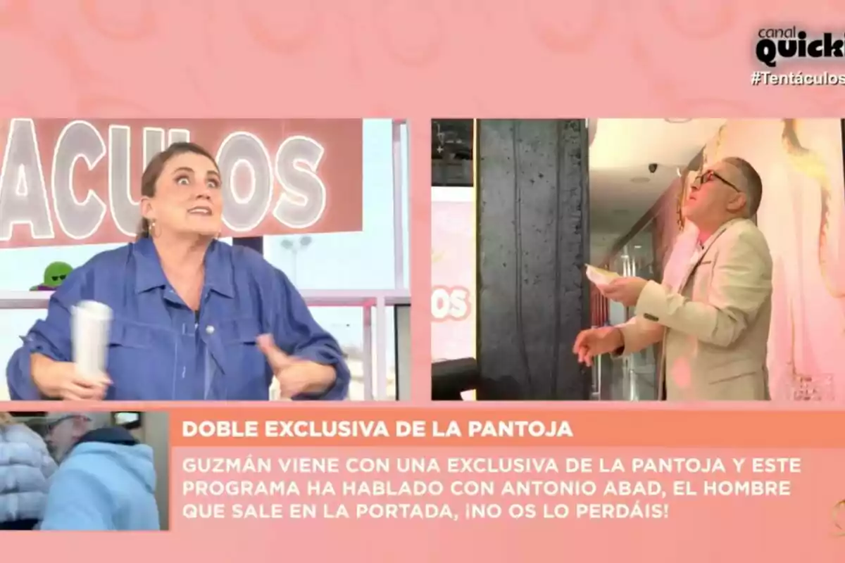 Carlota Corredera i Kiko Hernández discuteixen animadament a 'Tentáculos' amb un rètol que anuncia una exclusiva sobre la Pantoja. Carlota Corredera i Kiko Hernández discuteixen animadament a 'Tentáculos' amb un rètol que anuncia una exclusiva sobre la Pantoja.