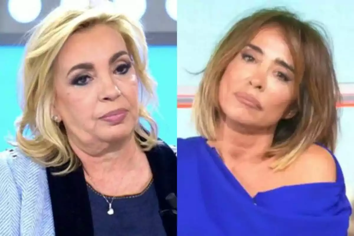 Carmen Borrego a Vamos a ver a l'esquerra amb María Patiño a Ni que fuéramos a la dreta, totes dues amb expressions serioses.