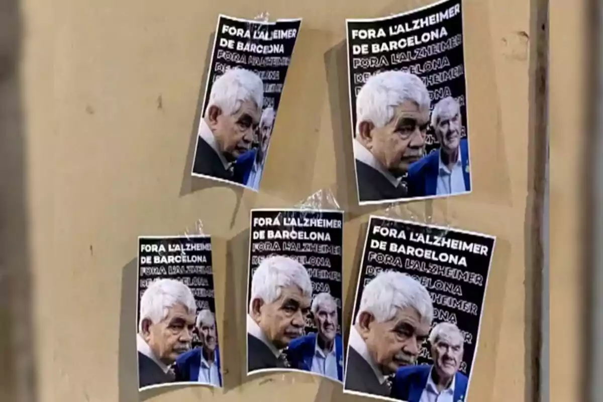 Cartells enganxats a una paret amb la frase Cartells enganxats a una paret amb la frase
