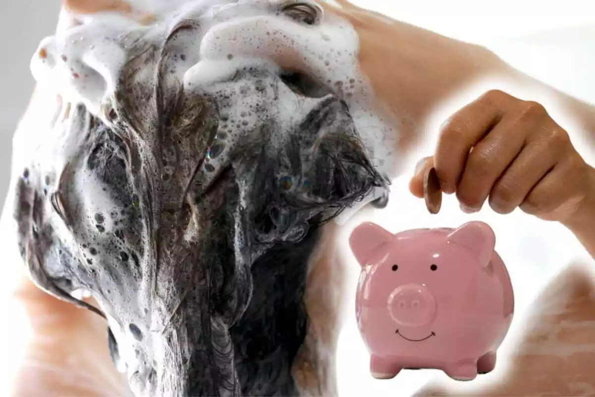 Dona rentant-se els cabells amb un xampú econòmic