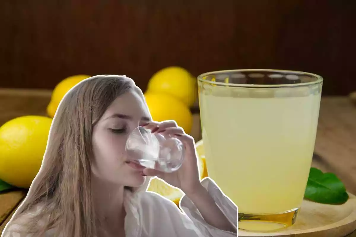 Noia bevent i got amb suc de llimona
