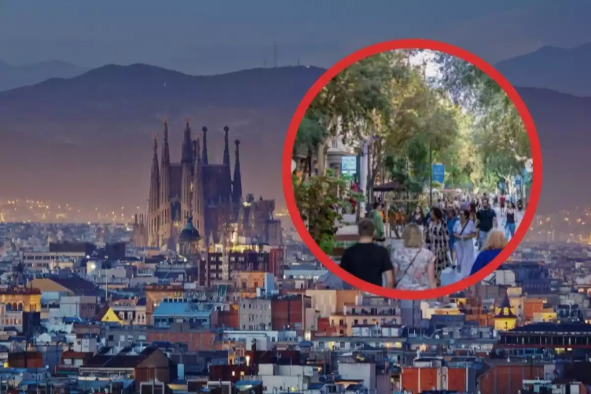 Barcelona i un cercle amb el carrer Consell de Cent
