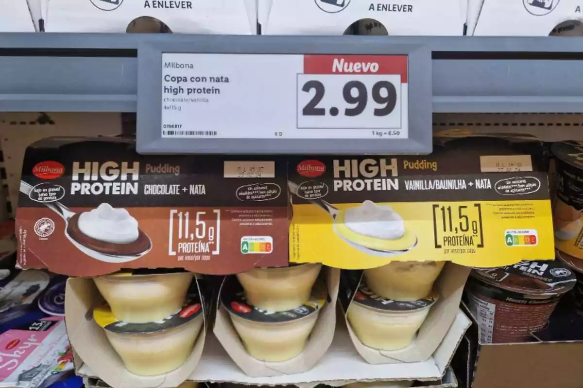 Copa amb nata de xocolata i vainilla high protein de Lidl