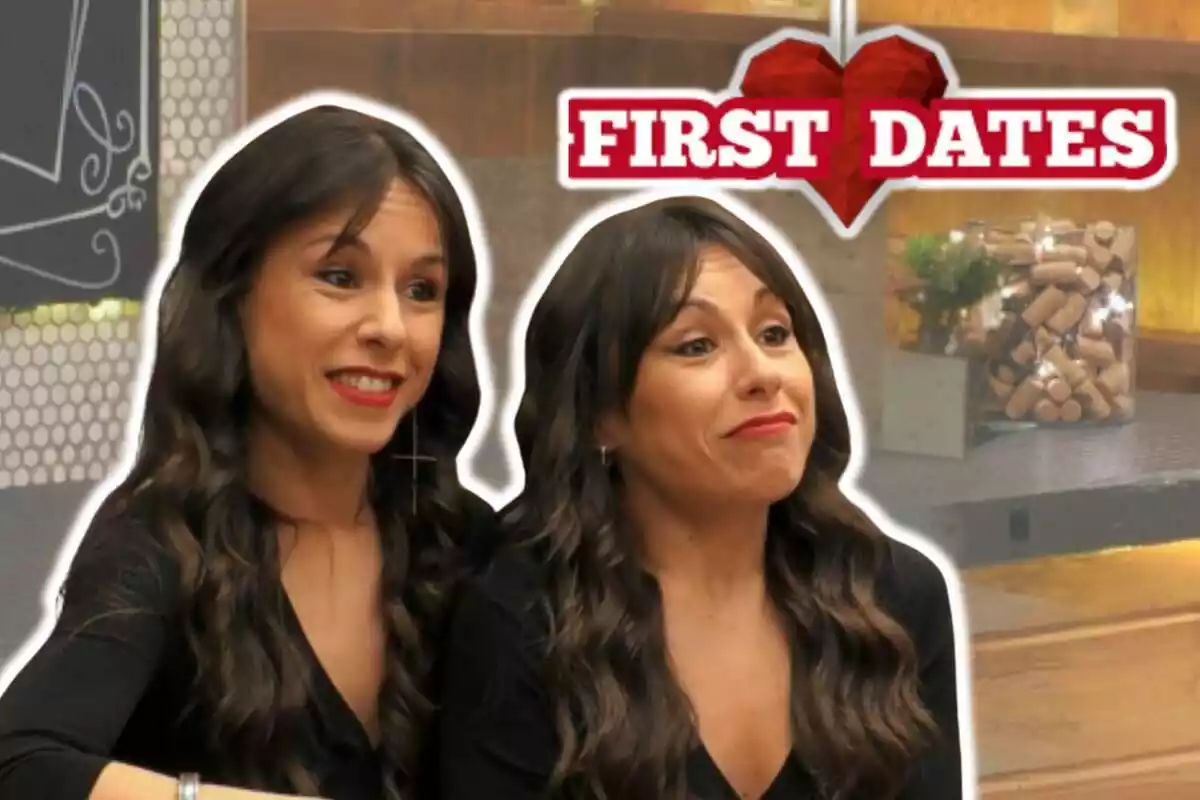 Muntatge de fotos de les bessones de 'First Dates', Cristina Zapata i Marisa Zapata, amb el logotip del programa al costat