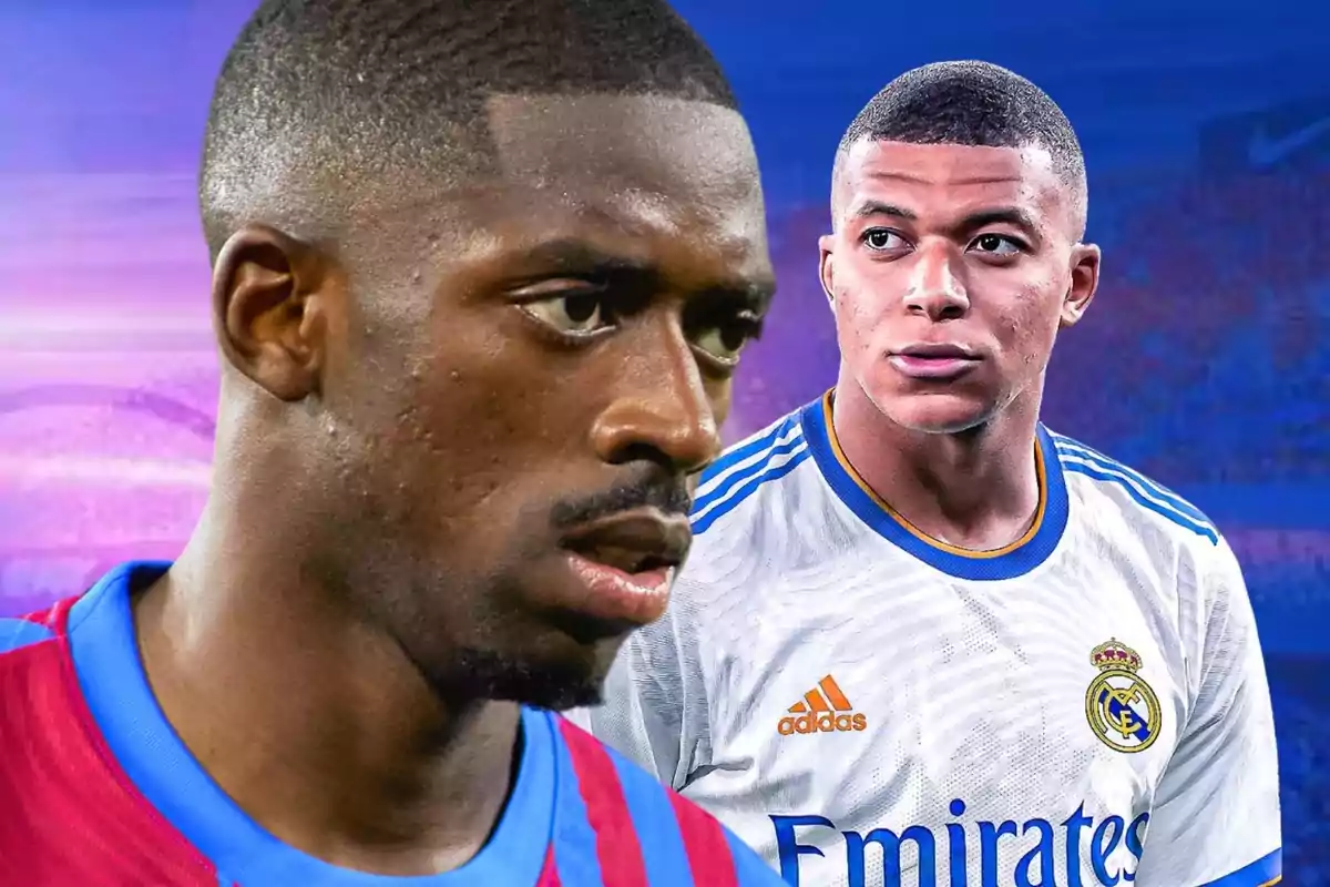 Ousmane Dembélé amb Kylian Mbappé amb la samarreta del Reial Madrid