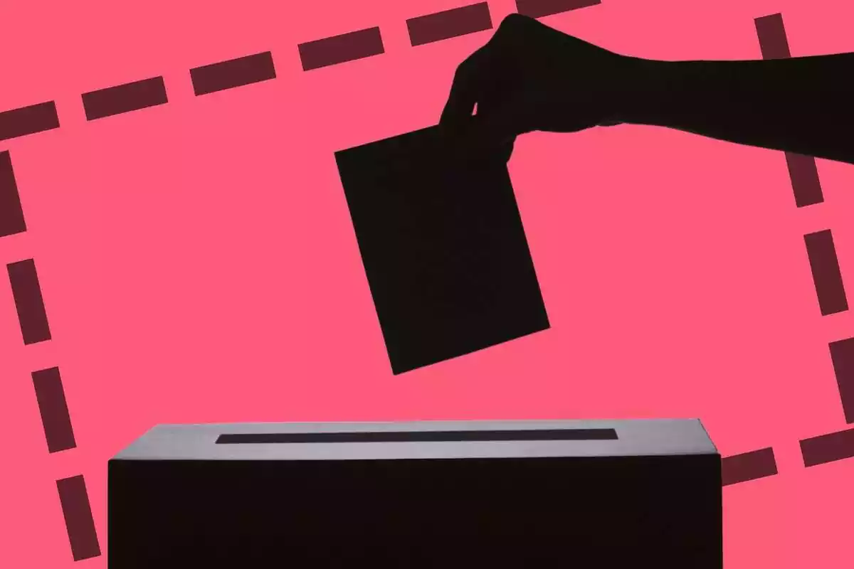 Muntatge d'una mà a una urna electoral